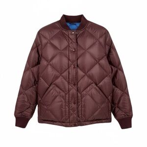 J. Crew Collection Shiny Maroon Down Puffer Bomber Jacket Size S